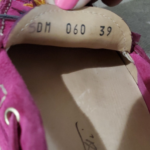 Anthro Floral Embroidered Pink Loafers Hot Pink Flats Fuscia Slip On Moccasins - Picture 11 of 11